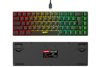Mini Gaming Keyboard and Mouse Combo Wired K68 RGB Streamer Mini Gaming Keyboard Membrane Keyboard-Black