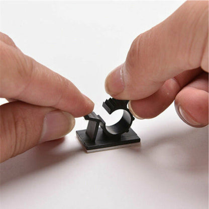 10PCS Adhesive Cord Management Cable Clips Black Wire Holder Organizer Clamp
