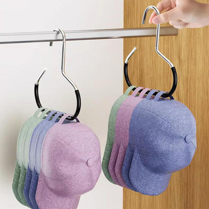 8 Piece Iron Ring Hat Storage Hooks for Closet Cap Scarf and Bag Hangers - Black
