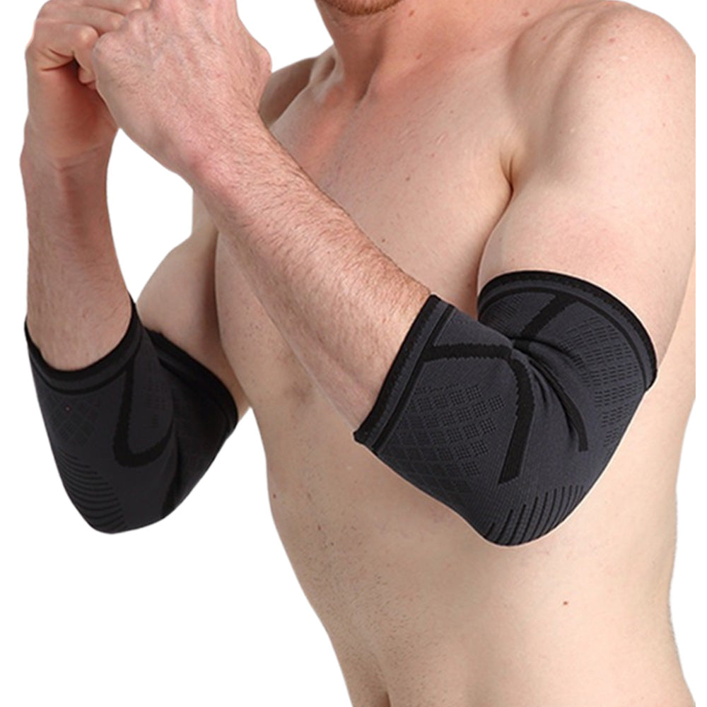 Pair of Elbow Compression Sleeve Elastic Arm Brace Support Wrap for Sports Black