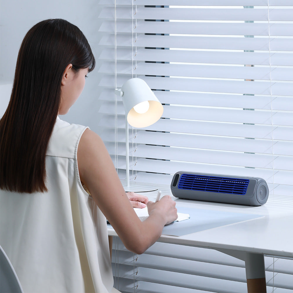 Air Conditioner Style Desktop Cooling Fan with Digital Screen for Room Office Grey