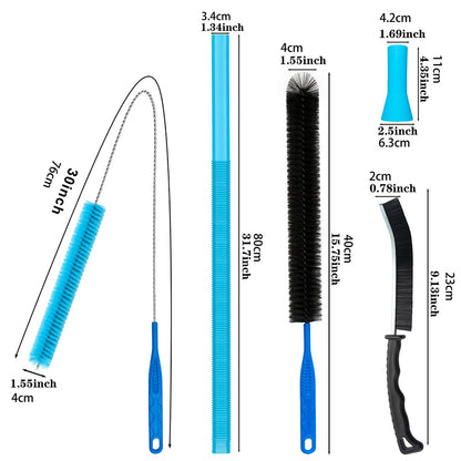 5Pcs Dryer Vent Cleaner Kit Flexible Lint Brush for Dryer Vacuum Fridge Air Conditioner-Black