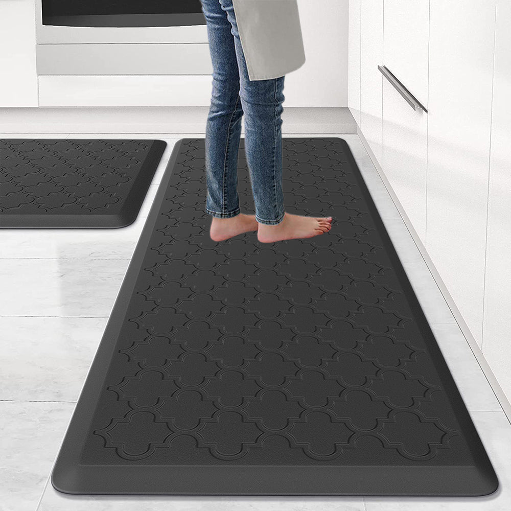Anti Fatigue Cushioned PVC Floor Mat for Kitchen and Office-Black