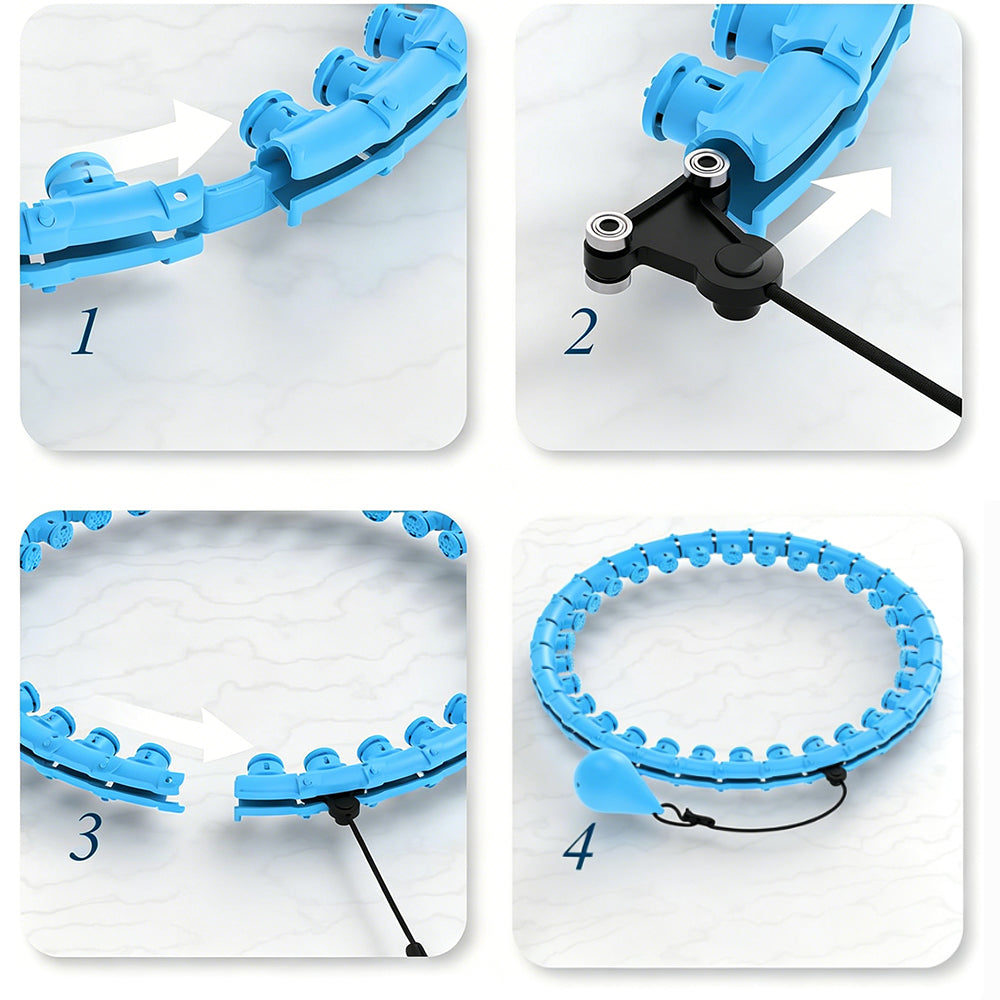 32 Section Detachable Weighted Hula Hoop Adjustable 26 to 58 Inches-Blue
