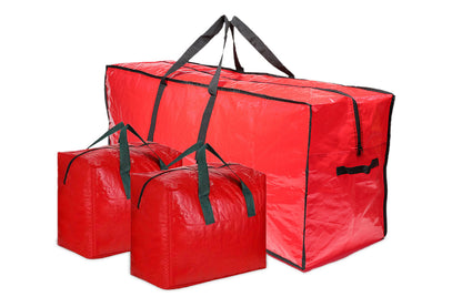 3Pcs Large Christmas Tree Storage Bags Waterproof with Handles and Zipper-Red