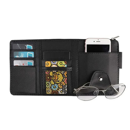 Car Sun Visor Organizer with License & Sunglasses Holder Black