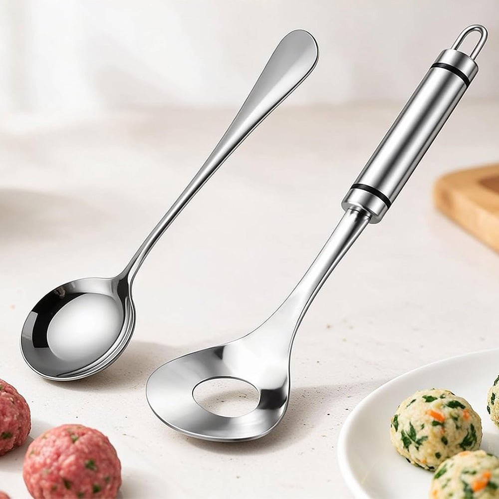 4 Piece Stainless Steel Meatball Maker Spoon and Auxiliary Spoon Set