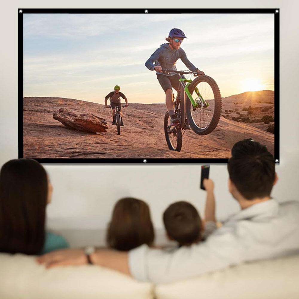 120 inch Projector Screen Cloth Foldable 16:9 HD Hanging Movie Screen for Home Outdoor