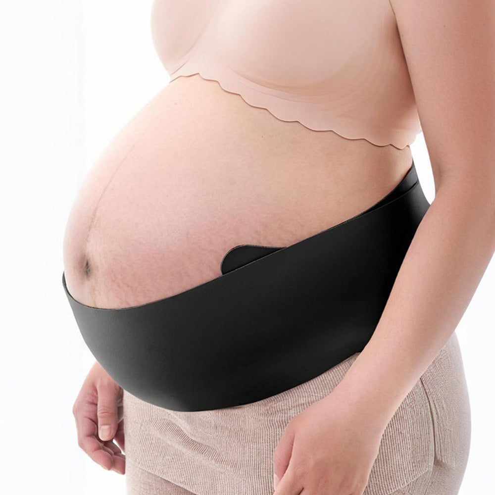 Pregnancy Belly Band One-Piece Invisible Support Belt for Abdomen and Waist Black