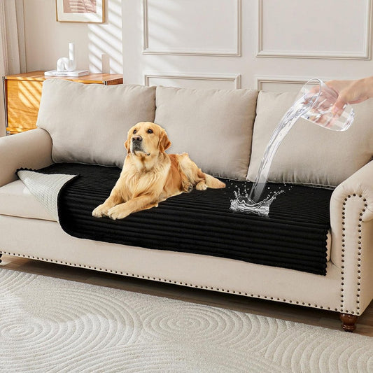 Waterproof Couch Cover for Dogs Washable Faux Fur Pet Couch Covers for Sofa-Dark Grey