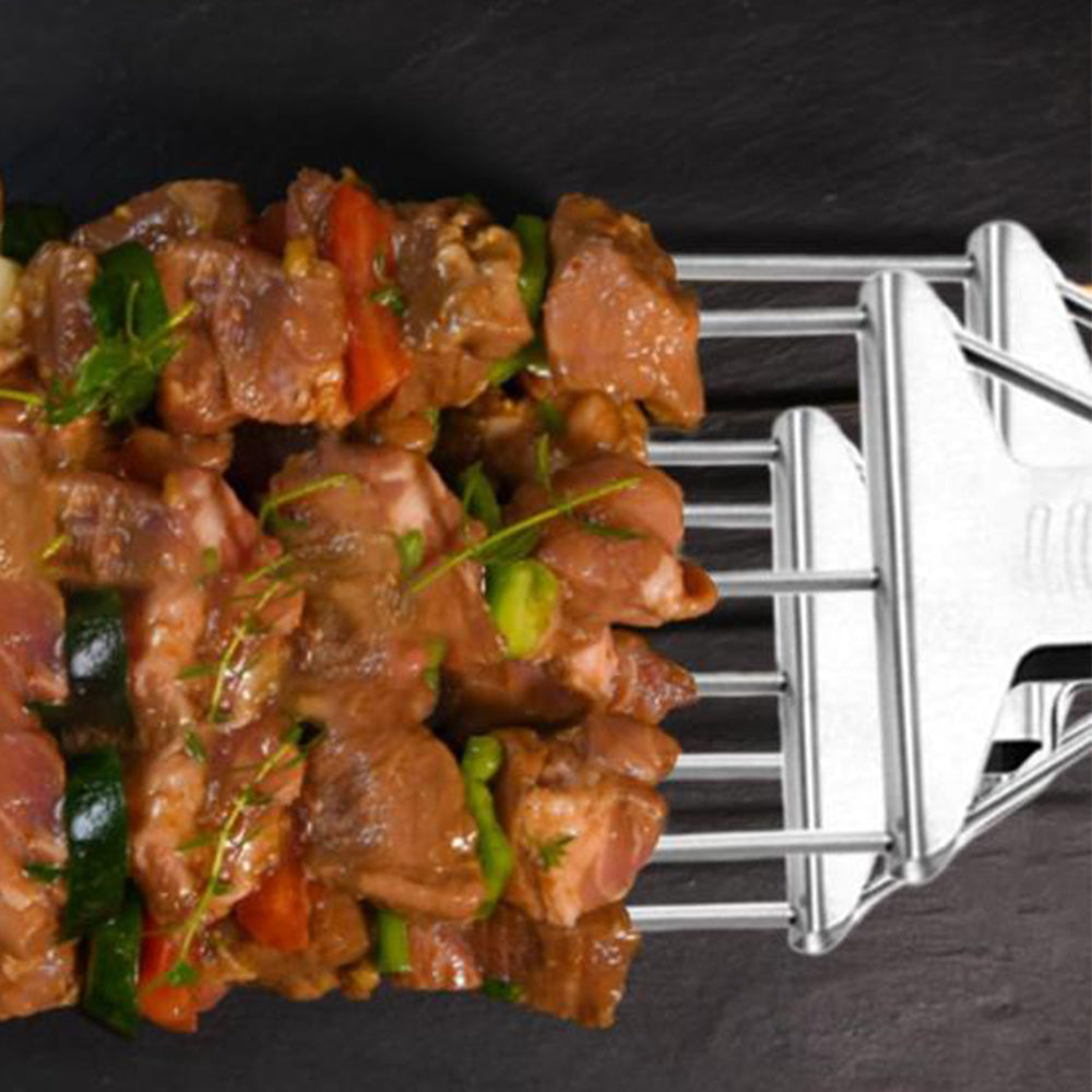 2Pcs 3-Way BBQ Grill Skewer 3-Prong Kabob Skewers Barbecue Accessories