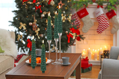 4Pcs Christmas Tree Candles LED Flameless Taper Candles 3D Wick Lifelike Leaves Dinner Xmas Holiday Decoration
