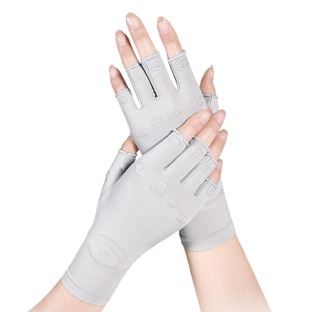 Half Finger Compression Gloves ââ‚?Carpal Tunnel & Joint Support for Typing White