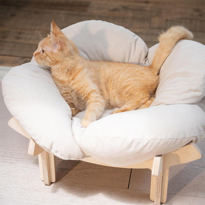 Wooden Pet Bed Elevated Flower Cat Bed Fluffy Pet Couch for Puppy