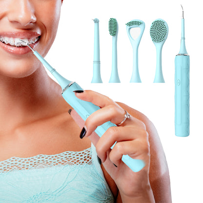4-in-1 Electric Teeth Whitening Brush Calculus Remover Oral Care Tool Set Toothbrush -Blue