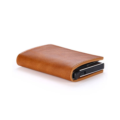 RFID Blocking Wallet PU Leather Credit Card Holder Money Cash Purse Light Brown