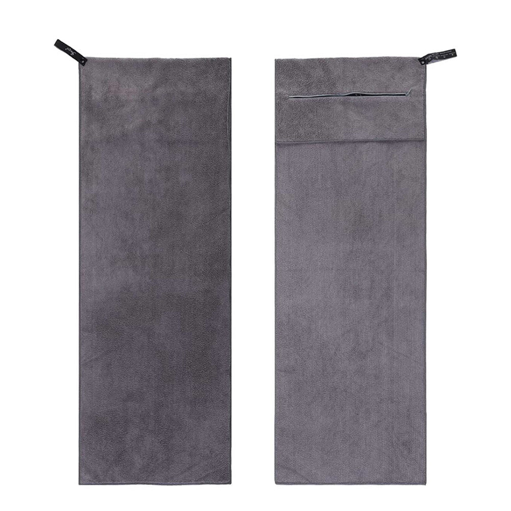 120x50cm Quick Dry Microfibre Gym Towel with Pocket - Grey