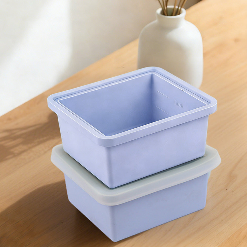 2Pcs Silicone Freezer Trays with Lid Soup Freezer Container Microwave Dishwasher Safe-Blue