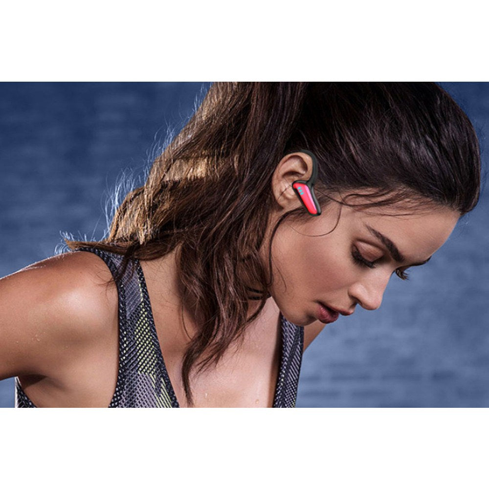 Bluetooth Bone Conduction Headphones Wireless Earphones with Microphone-Red