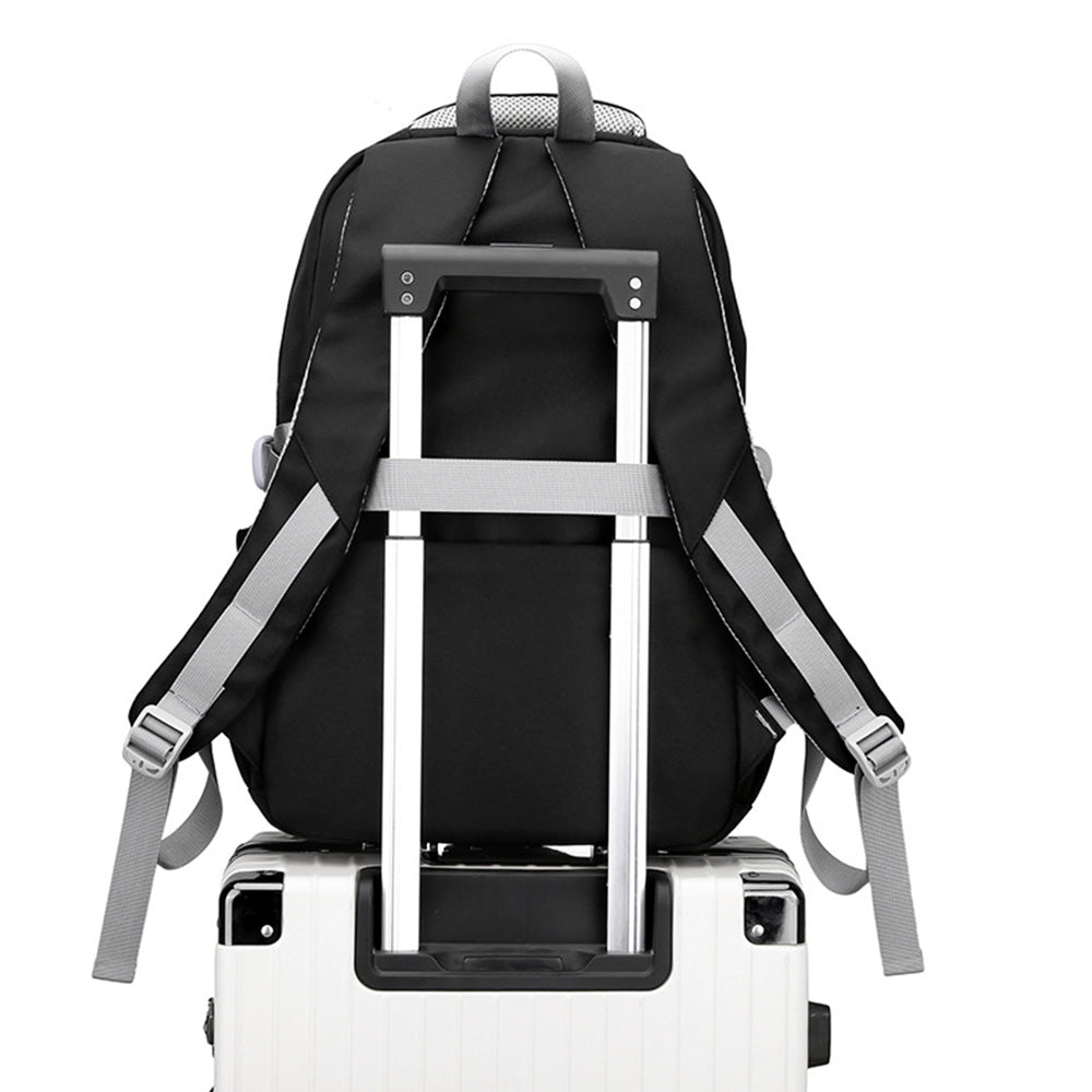 Solid Nylon Backpack Teenage Girls School Shoulder Bag Black
