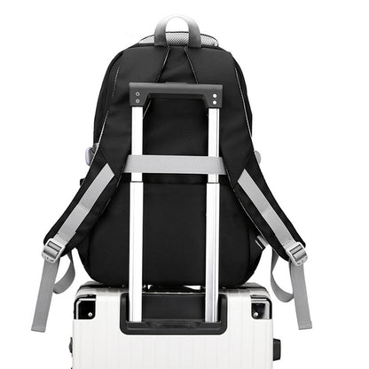Solid Nylon Backpack Teenage Girls School Shoulder Bag Black