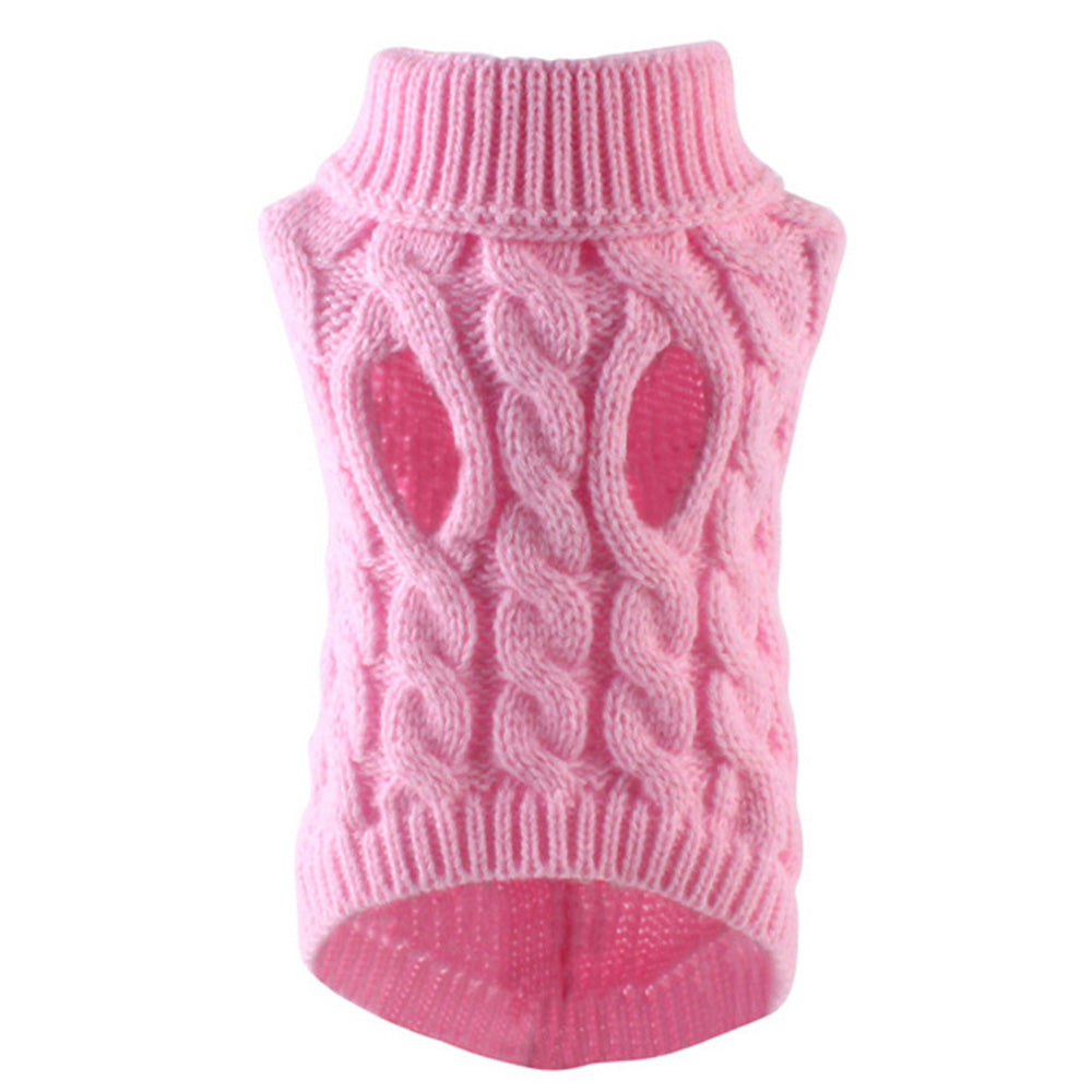 Puppy Dog Jumper Winter Warm Knitted Sweater Pet Clothes for Small Dogs Coat -Pink
