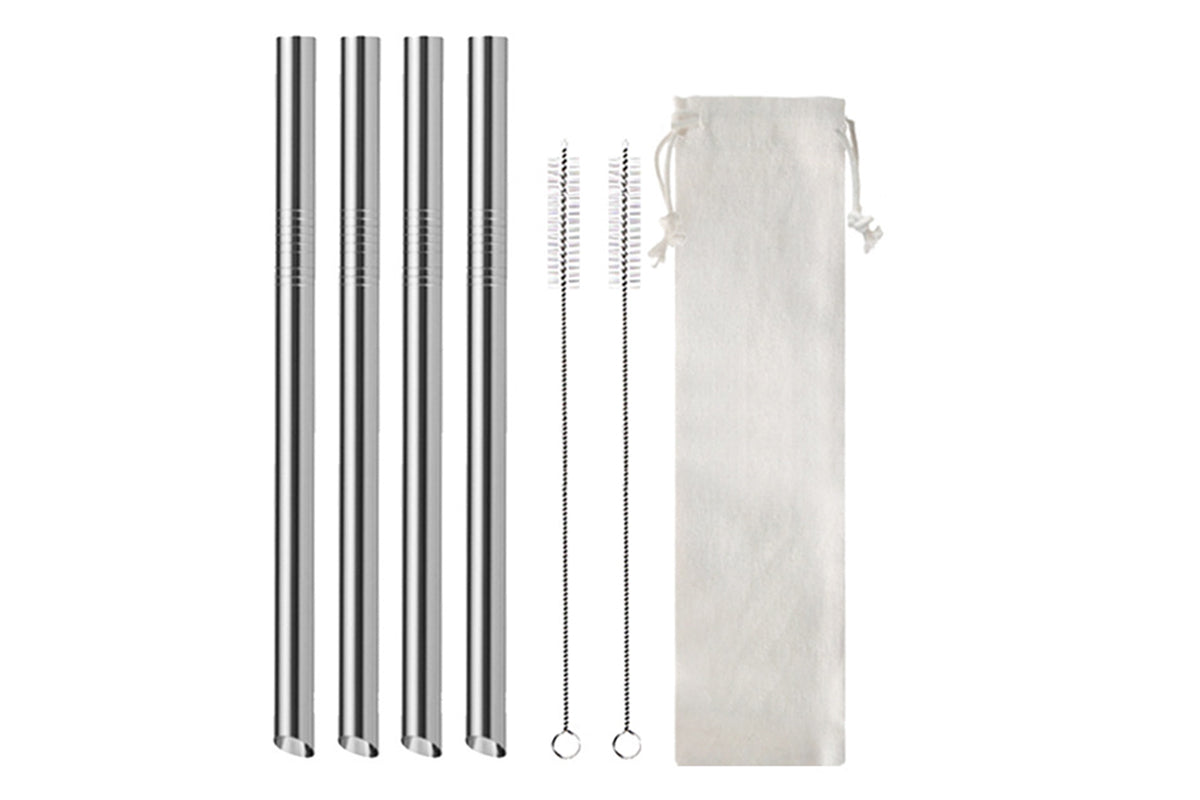 7Pcs BOBA Bubble Tea Straw Extra Wide Stainless Steel Metal Reusable Straws Pack Reusable Metal Straws Best For Drinking Bubble-Silver