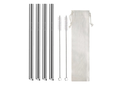 7Pcs BOBA Bubble Tea Straw Extra Wide Stainless Steel Metal Reusable Straws Pack Reusable Metal Straws Best For Drinking Bubble-Silver