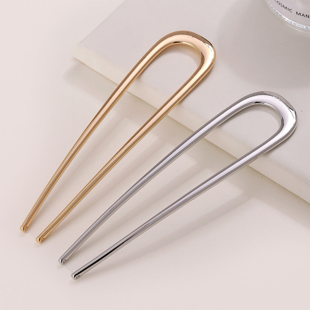 3Pc U-Shaped Double Prong Hair Pins Metal Hair Forks for Women Updos and Buns