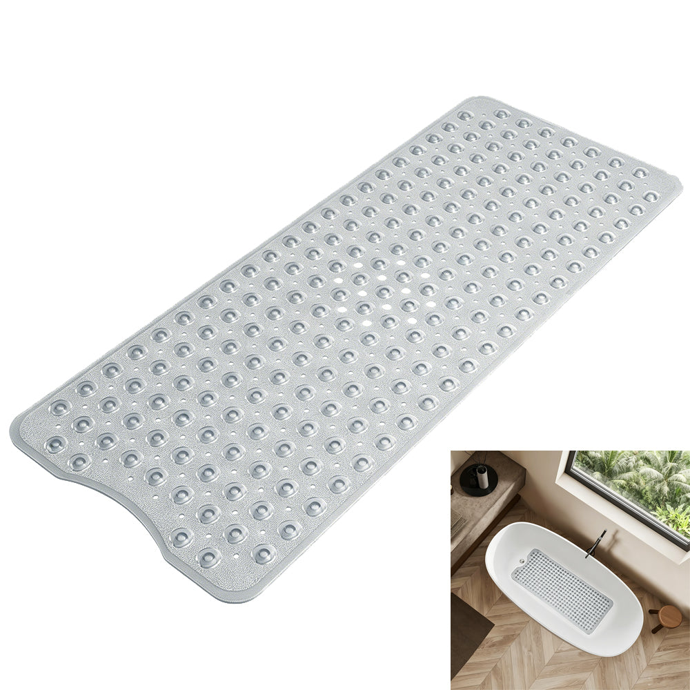 Bathtub Bubble Mat 100x40cm Non Slip Bath Mat with Drain Holes for Shower-Grey