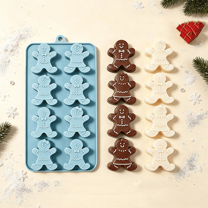3 Pcs Christmas Silicone Mold Set Tree Gingerbread Man Snowman