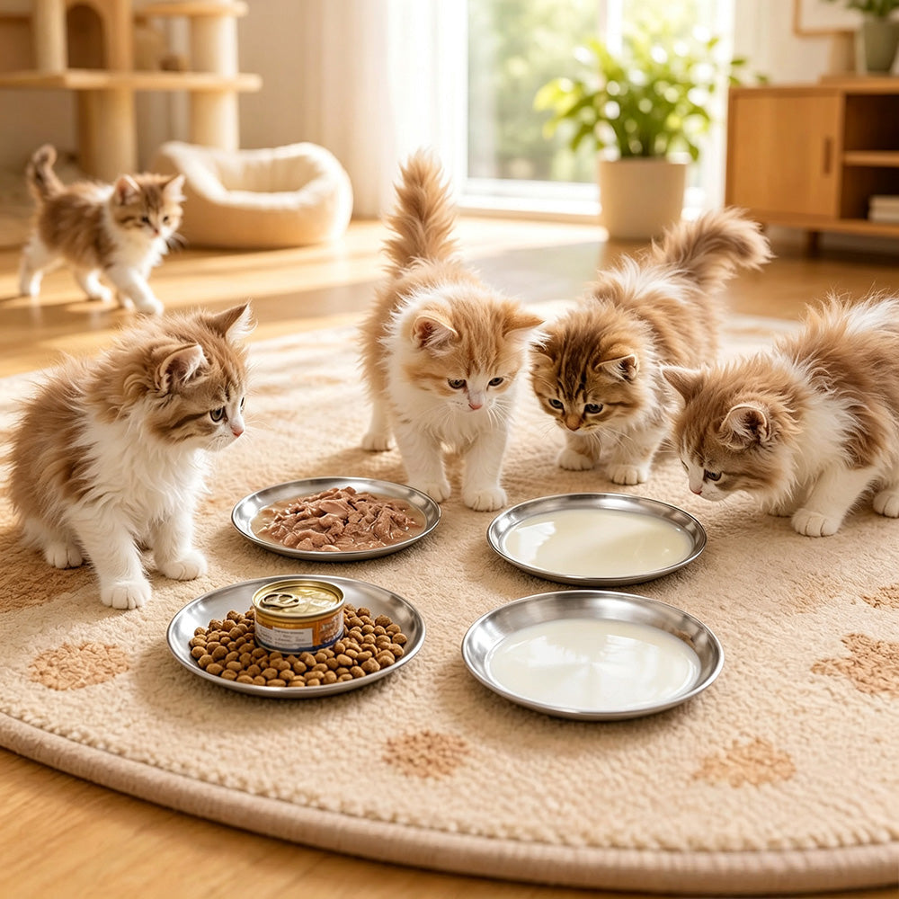 4Piece Stainless Steel Pet Bowls -Silver