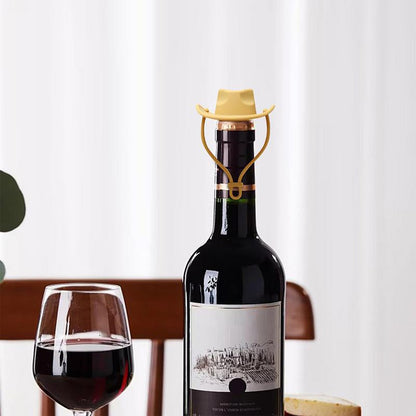 Western Cowboy Hat Silicone Wine Bottle Stopper Champagne Sealer -Yellow