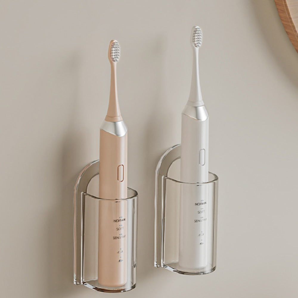 2Pcs Clear Wall-Mounted No-Drill Electric Toothbrush Holders