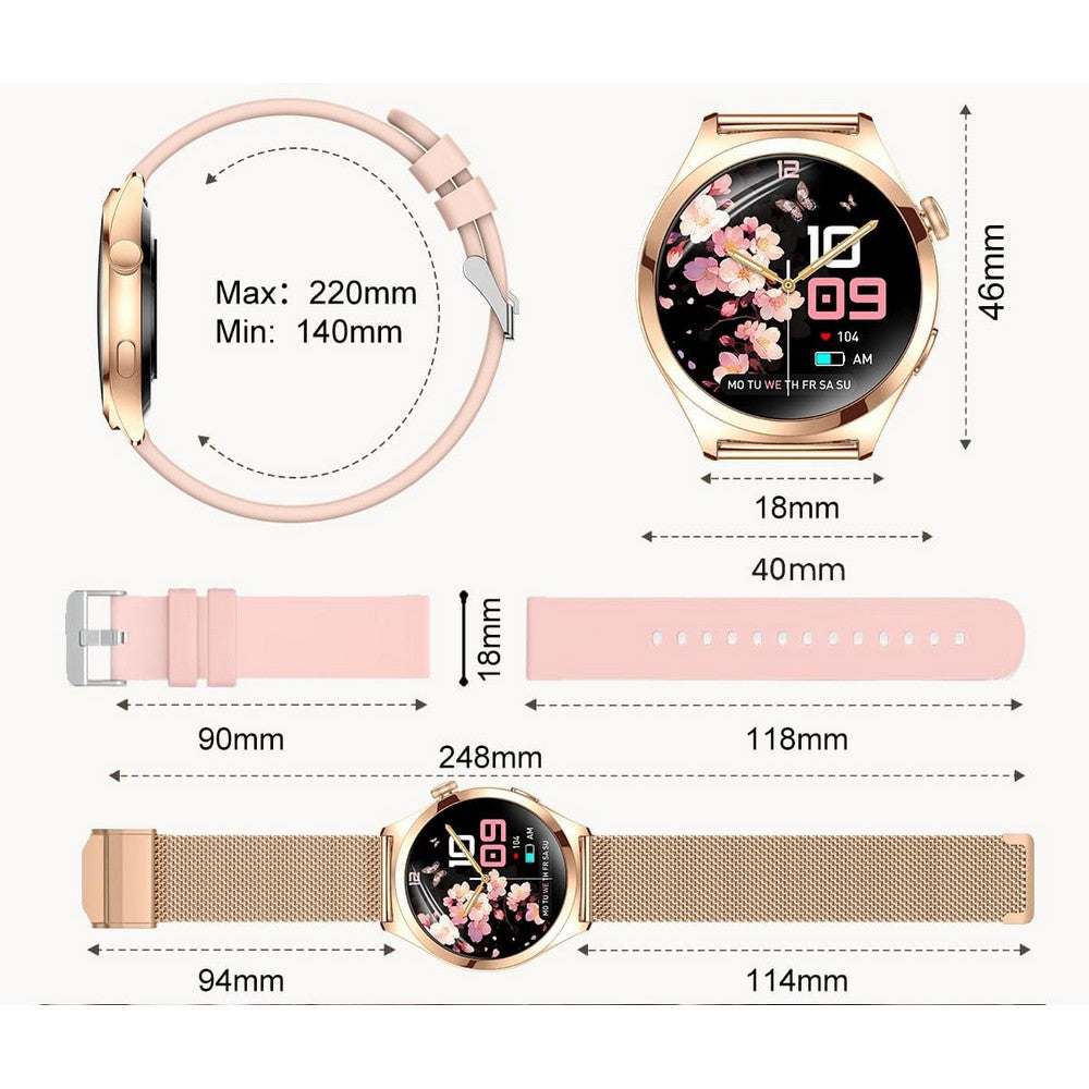 Smart Watch for Women Waterproof Smartwatch 100+ Sports Fitness Tracker Watch-Gold