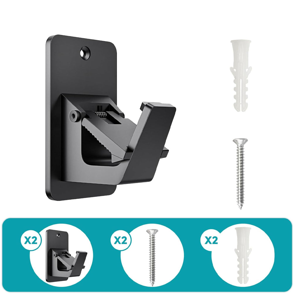 2Pcs Curtain Rod Holder Adhesive Hook-Black