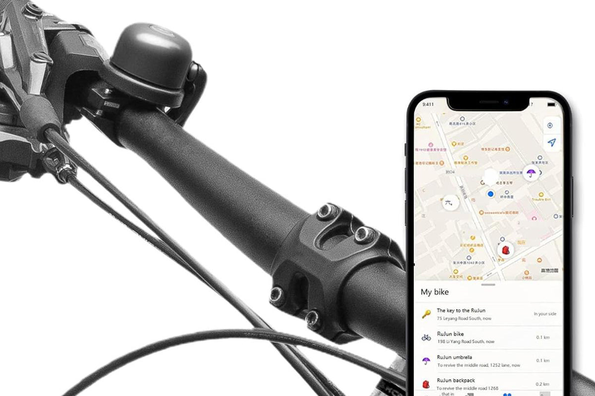 Anti-Theft Bike Bell Water Resistance Positioning System Bicycle Ring For AirTag Tracker-Black