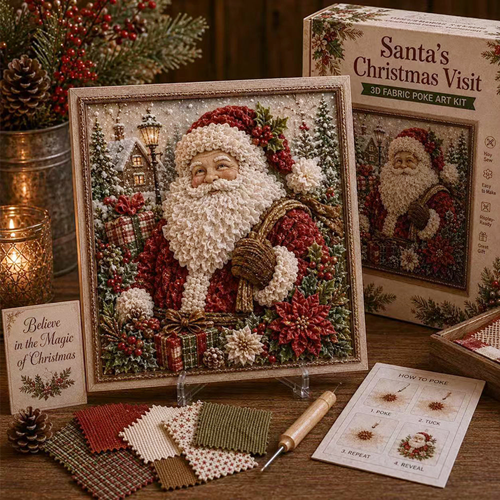 Framed Christmas Yarn Poke Fabric DIY Decoration Kit for Adults - Santa Claus