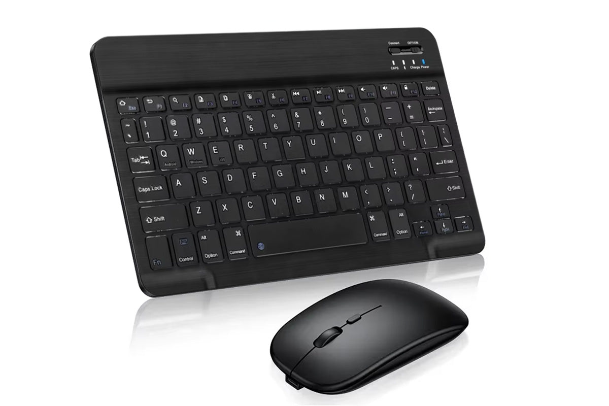 Ultra Slim Portable Wireless Bluetooth Keyboard Mouse Combo for Tablet Laptop -Black