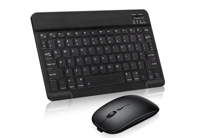 Ultra Slim Portable Wireless Bluetooth Keyboard Mouse Combo for Tablet Laptop -Black