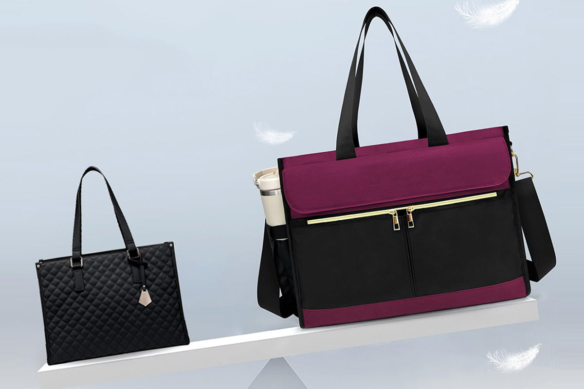 Lunch Tote Bag With Insulated Lunch Box Compartment For Travel Leisure-Wine Red