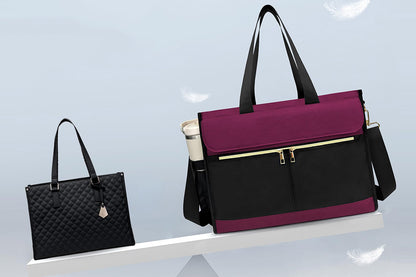 Lunch Tote Bag With Insulated Lunch Box Compartment For Travel Leisure-Wine Red