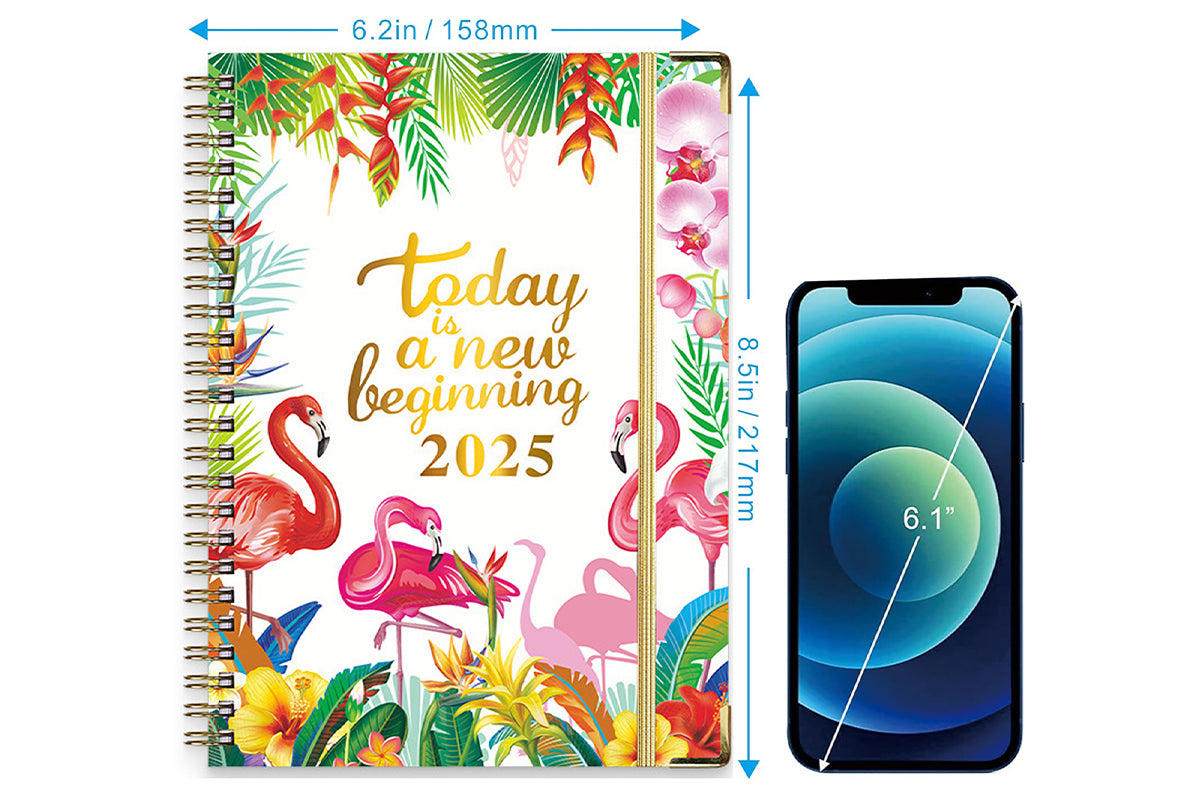 2025 Planner Book with Bookmark 2025 Calendar JAN 2025 - DEC 2025 Weekly and Monthly Academic Planner-Flamingos