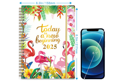 2025 Planner Book with Bookmark 2025 Calendar JAN 2025 - DEC 2025 Weekly and Monthly Academic Planner-Flamingos