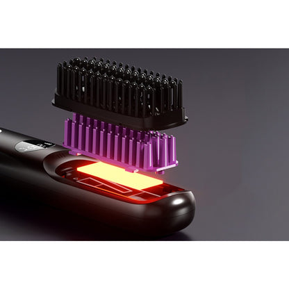 USB Rechargeable Hair Straightening Brush -Black