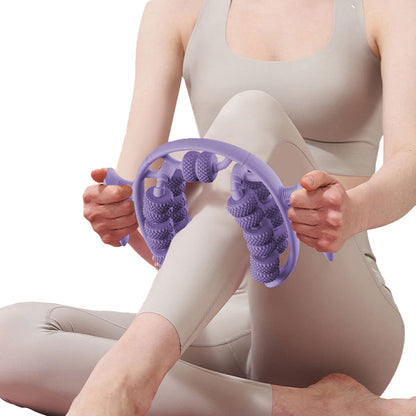 26 Wheels Annular Leg Clamp Massager Leg Massage Device Manual Muscle Relaxer Purple