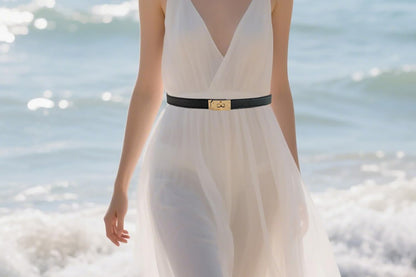 Skinny Belts for Women Dresses PU Leather Adjustable Waist Belt for Pants Jeans