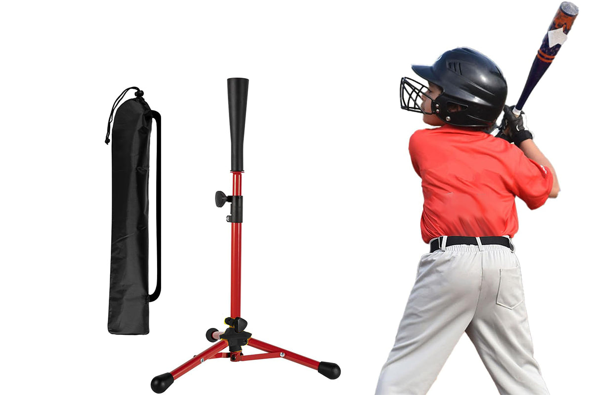 Baseball Softball Tee Batting Tee for Hitting Tripod Tanner Tee for Baseball Practice-Red