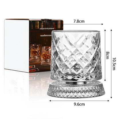 270ml Rotating Whiskey Glass Transparent Glass-Gemstone Style
