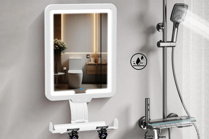 Lighted Shower Mirror Fogless for Shaving 3 Color Modes Dimming Shower Mirror-White